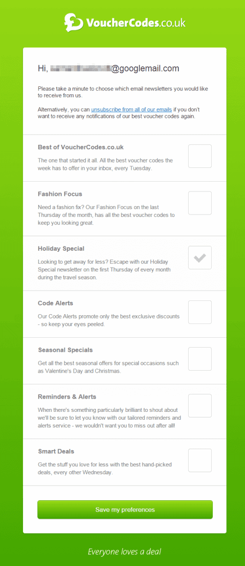 vouchercodes unsubscribe